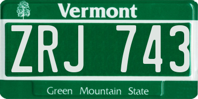 VT license plate ZRJ743