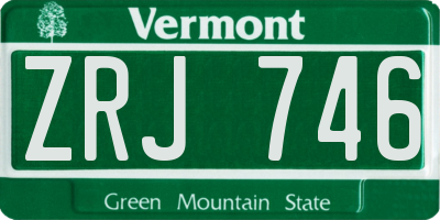 VT license plate ZRJ746