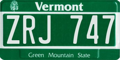 VT license plate ZRJ747
