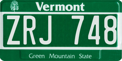 VT license plate ZRJ748