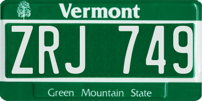 VT license plate ZRJ749