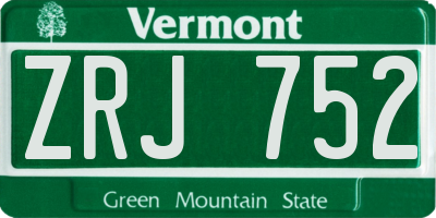 VT license plate ZRJ752