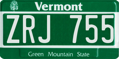 VT license plate ZRJ755