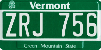 VT license plate ZRJ756