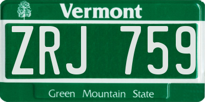VT license plate ZRJ759