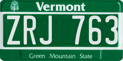 VT license plate ZRJ763