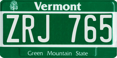VT license plate ZRJ765