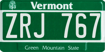 VT license plate ZRJ767