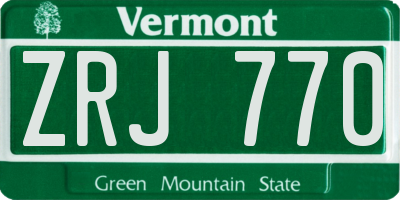 VT license plate ZRJ770