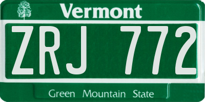 VT license plate ZRJ772
