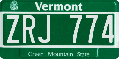 VT license plate ZRJ774