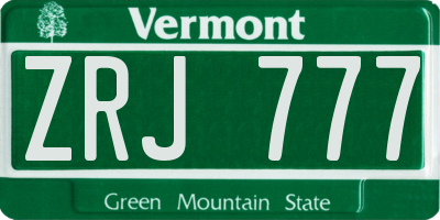 VT license plate ZRJ777