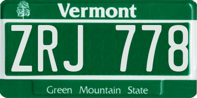 VT license plate ZRJ778