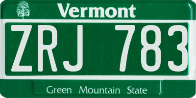 VT license plate ZRJ783