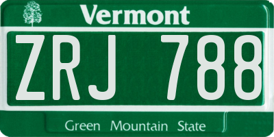 VT license plate ZRJ788