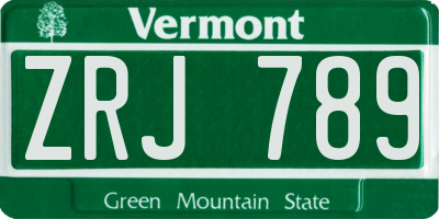 VT license plate ZRJ789