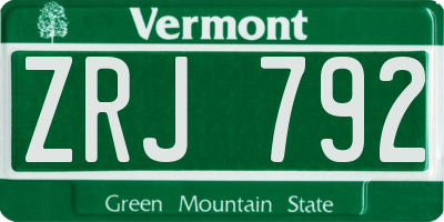 VT license plate ZRJ792