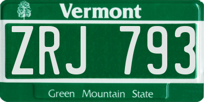 VT license plate ZRJ793