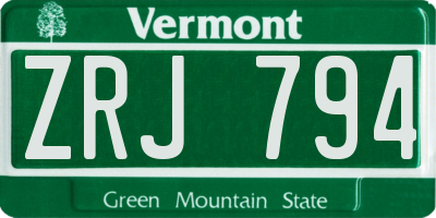 VT license plate ZRJ794