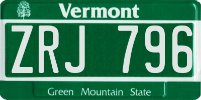 VT license plate ZRJ796