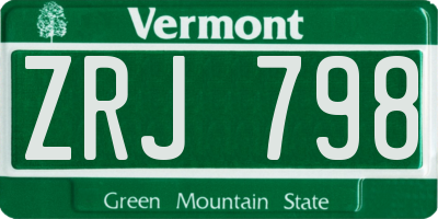 VT license plate ZRJ798
