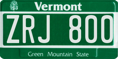 VT license plate ZRJ800