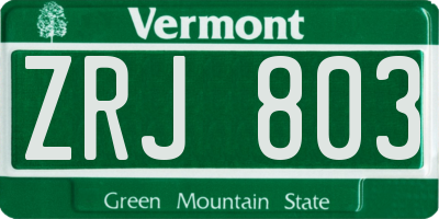 VT license plate ZRJ803