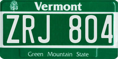VT license plate ZRJ804