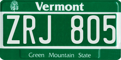 VT license plate ZRJ805