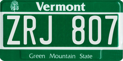 VT license plate ZRJ807