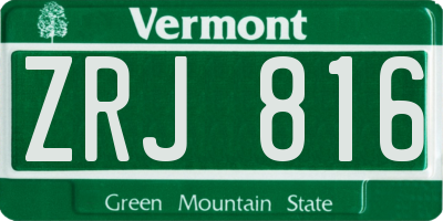VT license plate ZRJ816