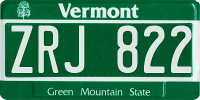 VT license plate ZRJ822