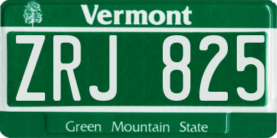 VT license plate ZRJ825