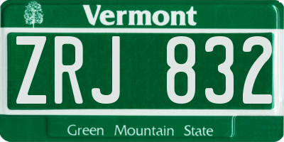 VT license plate ZRJ832