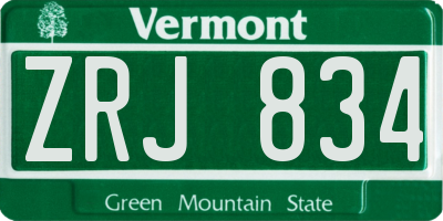 VT license plate ZRJ834