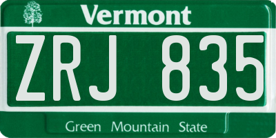 VT license plate ZRJ835