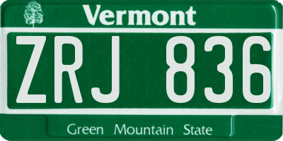 VT license plate ZRJ836