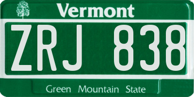 VT license plate ZRJ838