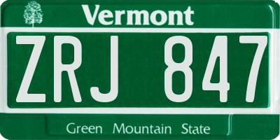 VT license plate ZRJ847