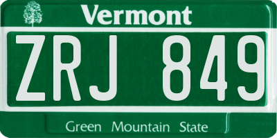 VT license plate ZRJ849