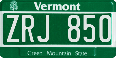VT license plate ZRJ850