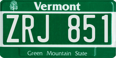 VT license plate ZRJ851