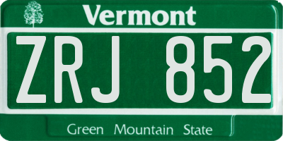 VT license plate ZRJ852