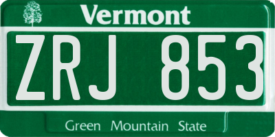 VT license plate ZRJ853