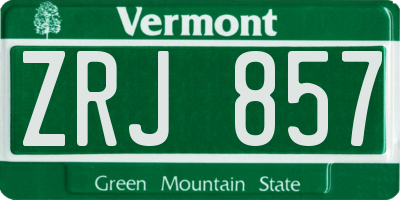VT license plate ZRJ857