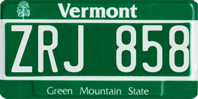 VT license plate ZRJ858