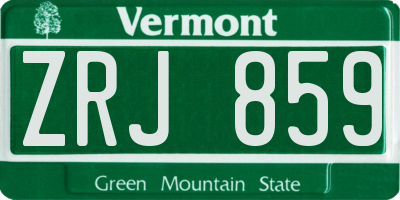 VT license plate ZRJ859