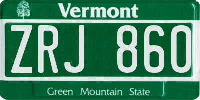 VT license plate ZRJ860