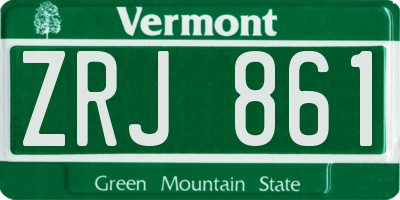 VT license plate ZRJ861