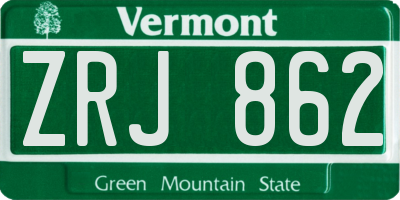 VT license plate ZRJ862